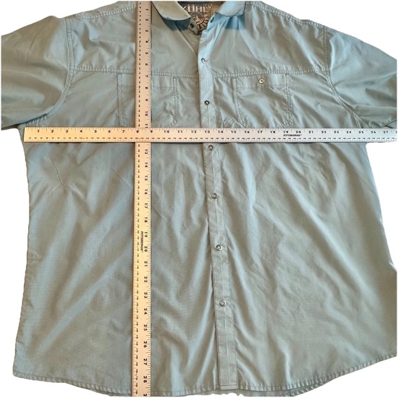Kuhl Button Up Shirt Men XXL Blue Stealth Short Sleeve Performance Hike Outdoor - Picture 9 of 9